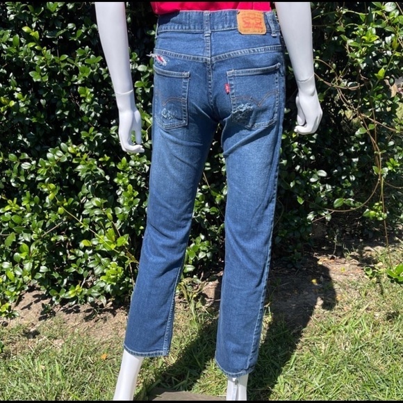 Custom Vintage Levi’s 511’s DIY Destructed Straight Leg Ankle Jeans - Picture 10 of 13